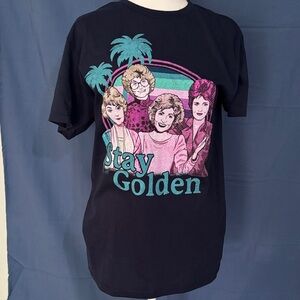 Stay Golden Graphic Tee - Black with Pink & Teal